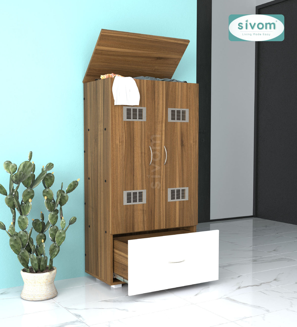 SIVOM Badger Laundry Engineered Wood Unit for Modern Homes | Elegant Design & Premium Finish