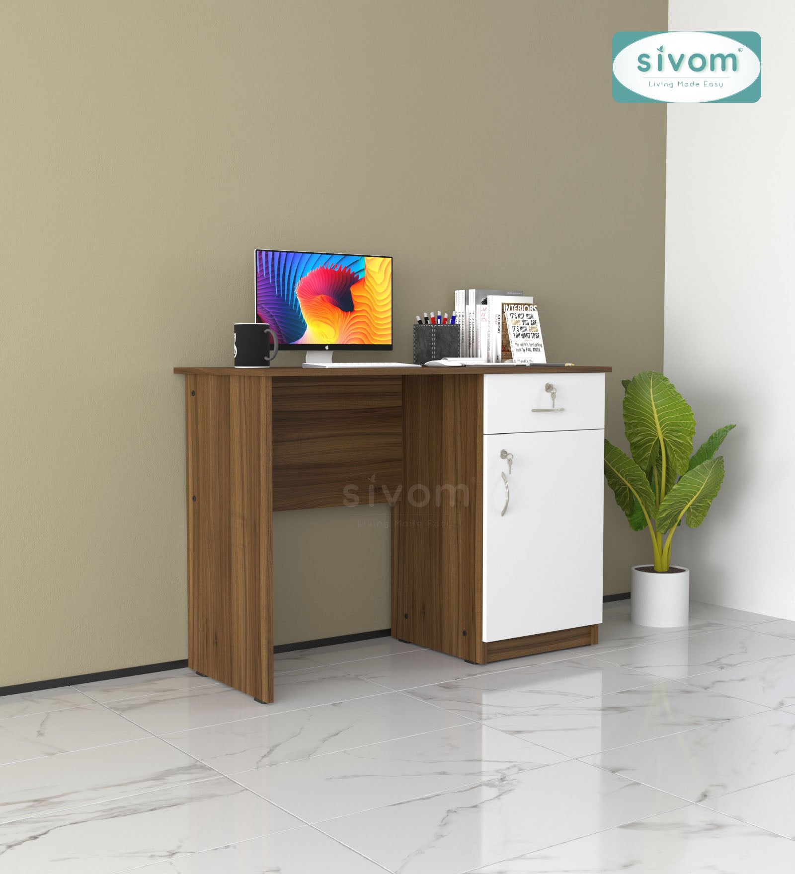 Sivom SIVOM Bella Multipurpose Study/Home/Office Table Engineered Wood Study Table for Modern Homes | Elegant Design & Premium Finish