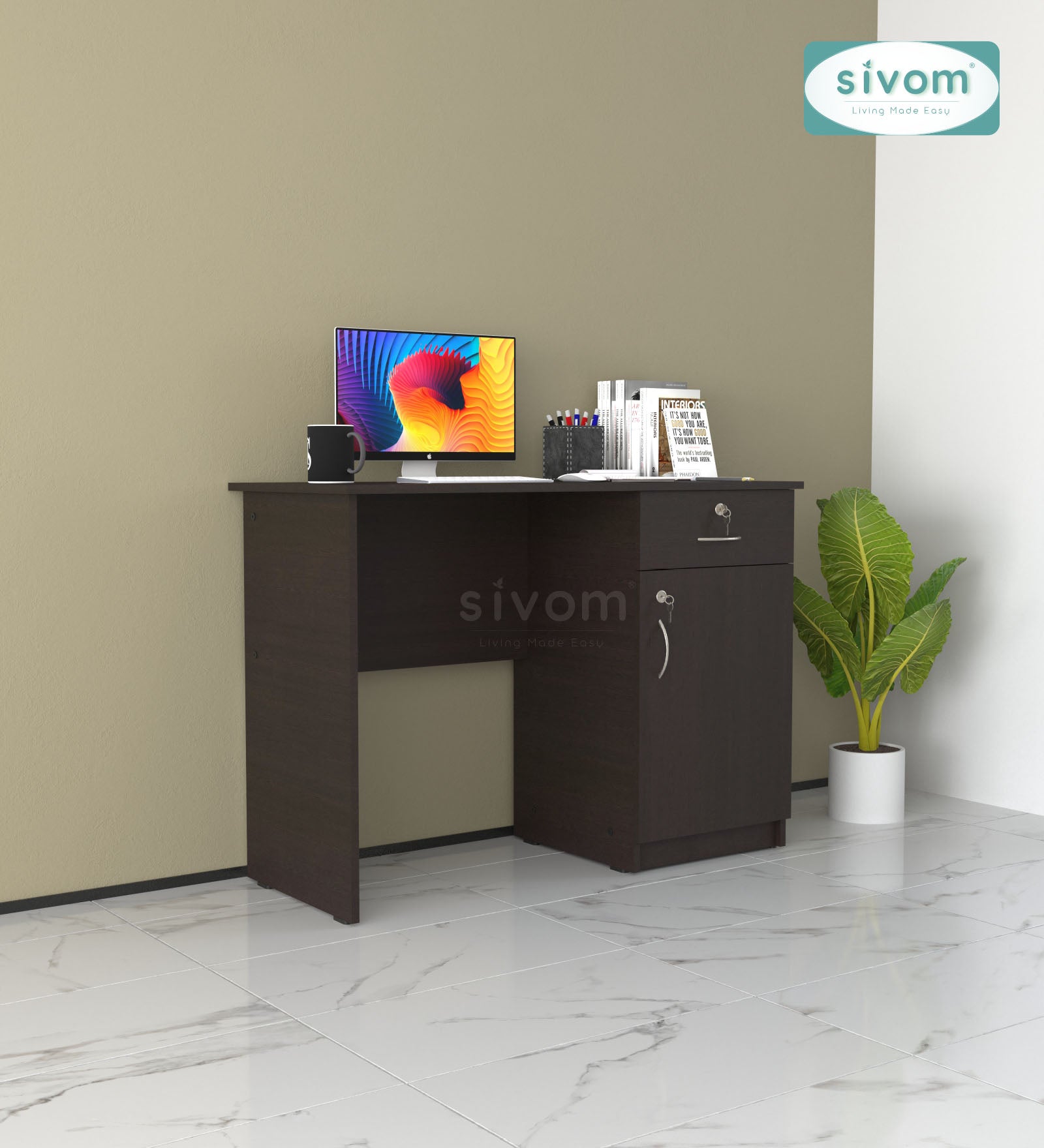 Sivom SIVOM Bella Multipurpose Study/Home/Office Table Engineered Wood Study Table for Modern Homes | Elegant Design & Premium Finish