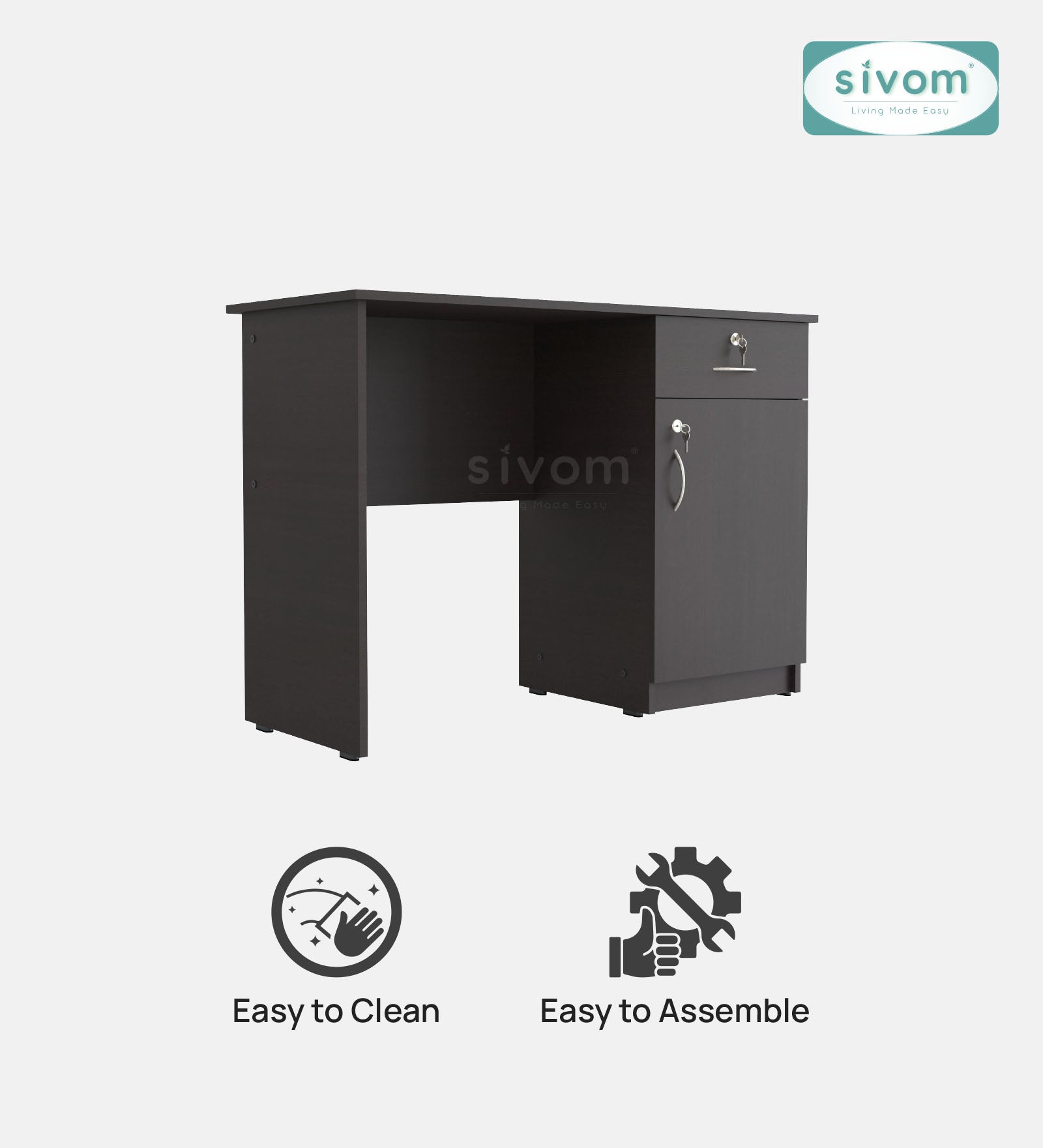 Sivom SIVOM Bella Multipurpose Study/Home/Office Table Engineered Wood Study Table for Modern Homes | Elegant Design & Premium Finish