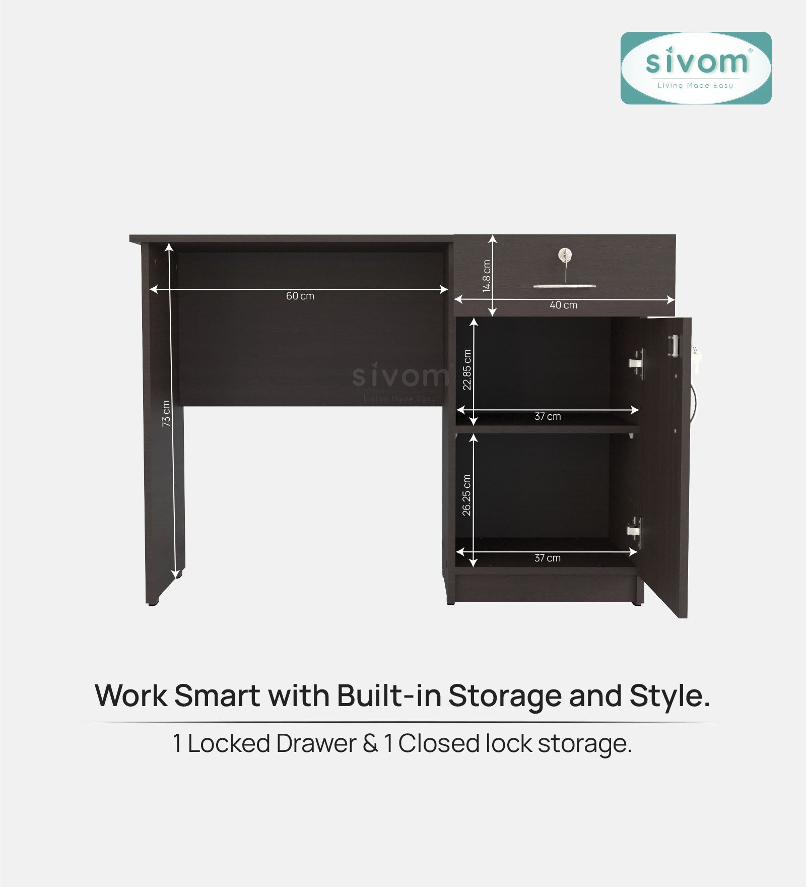 Sivom SIVOM Bella Multipurpose Study/Home/Office Table Engineered Wood Study Table for Modern Homes | Elegant Design & Premium Finish