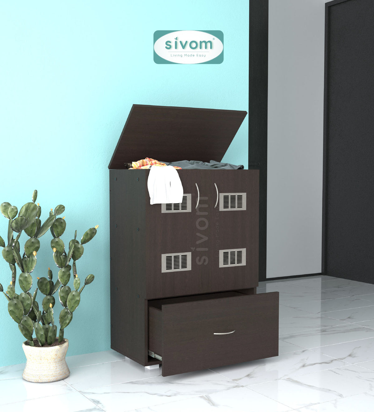 SIVOM Bloom Laundry Engineered Wood Unit for Modern Homes | Elegant Design & Premium Finish