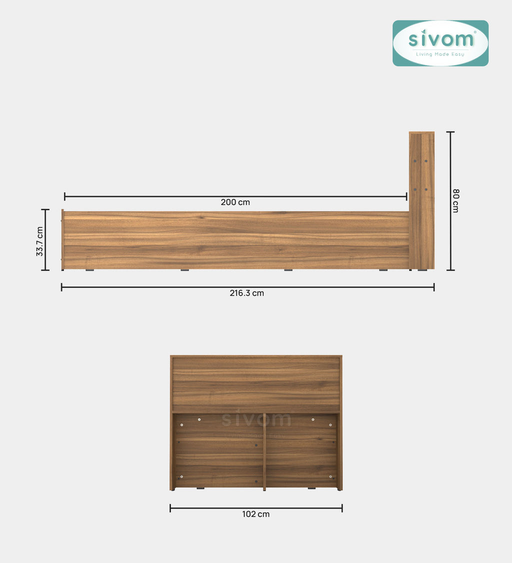 Sivom SIVOM Bolton Single Bed with Storage Engineered Wood Single Box Bed for Modern Homes | Elegant Design & Premium Finish