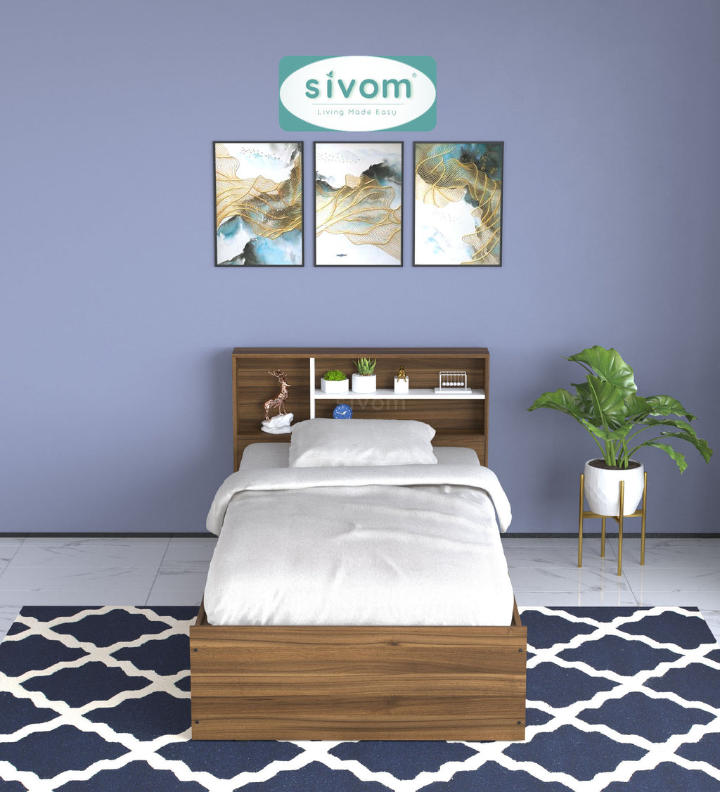 Sivom SIVOM Bolton Single Bed with Storage Engineered Wood Single Box Bed for Modern Homes | Elegant Design & Premium Finish