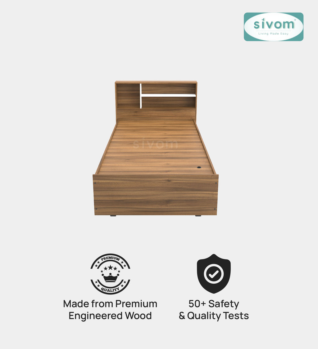 Sivom SIVOM Bolton Single Bed with Storage Engineered Wood Single Box Bed for Modern Homes | Elegant Design & Premium Finish