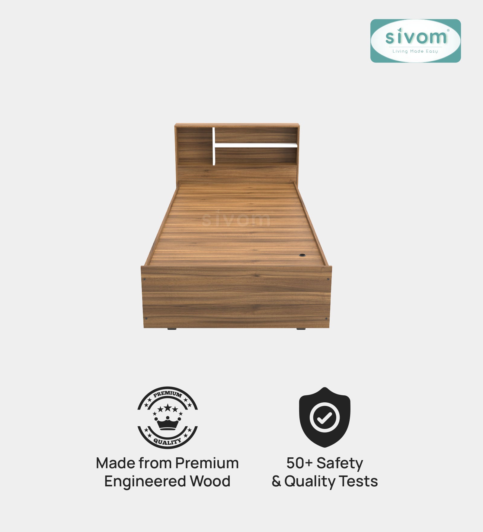Sivom SIVOM Bolton Single Bed with Storage Engineered Wood Single Box Bed for Modern Homes | Elegant Design & Premium Finish