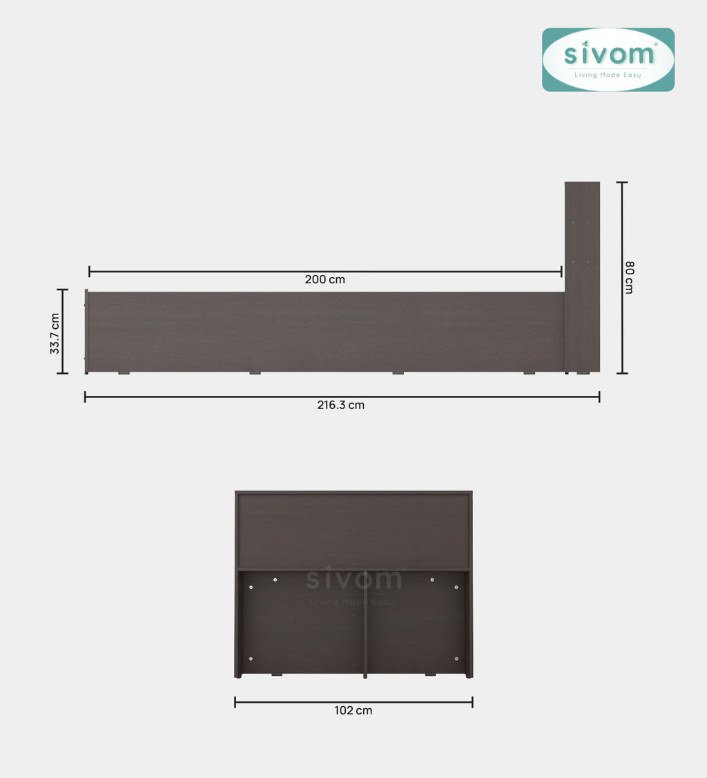 Sivom SIVOM Bolton Single Bed with Storage Engineered Wood Single Box Bed for Modern Homes | Elegant Design & Premium Finish