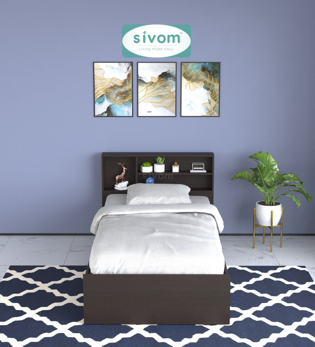 Sivom SIVOM Bolton Single Bed with Storage Engineered Wood Single Box Bed for Modern Homes | Elegant Design & Premium Finish