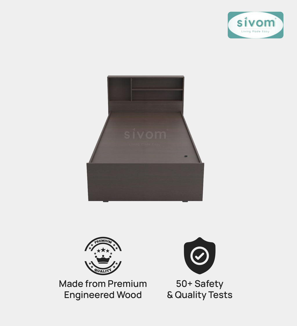 Sivom SIVOM Bolton Single Bed with Storage Engineered Wood Single Box Bed for Modern Homes | Elegant Design & Premium Finish