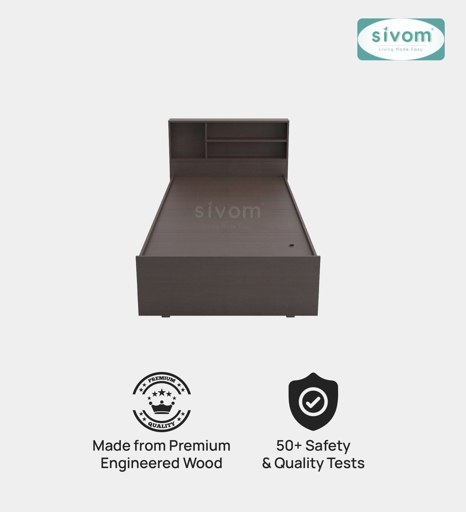 Sivom SIVOM Bolton Single Bed with Storage Engineered Wood Single Box Bed for Modern Homes | Elegant Design & Premium Finish