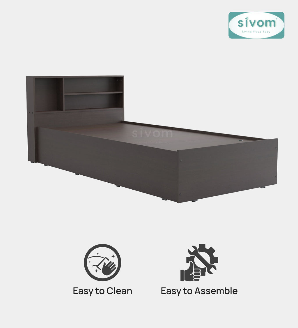 Sivom SIVOM Bolton Single Bed with Storage Engineered Wood Single Box Bed for Modern Homes | Elegant Design & Premium Finish