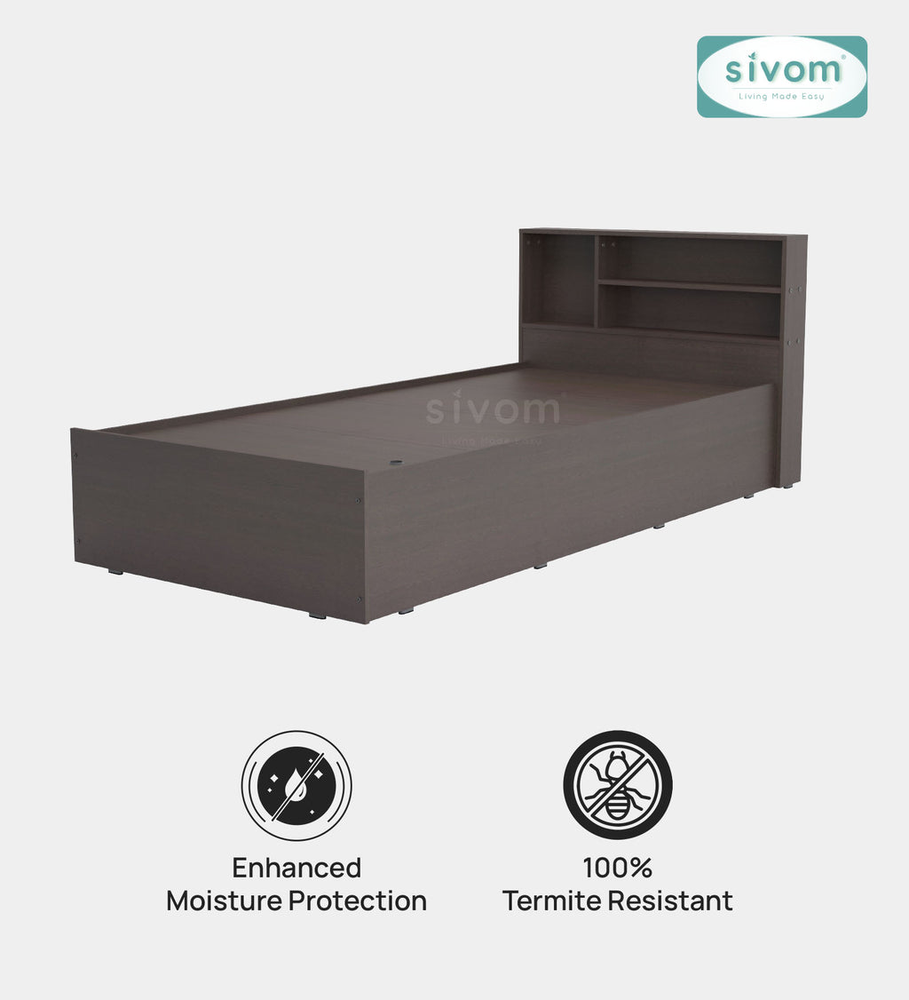 Sivom SIVOM Bolton Single Bed with Storage Engineered Wood Single Box Bed for Modern Homes | Elegant Design & Premium Finish