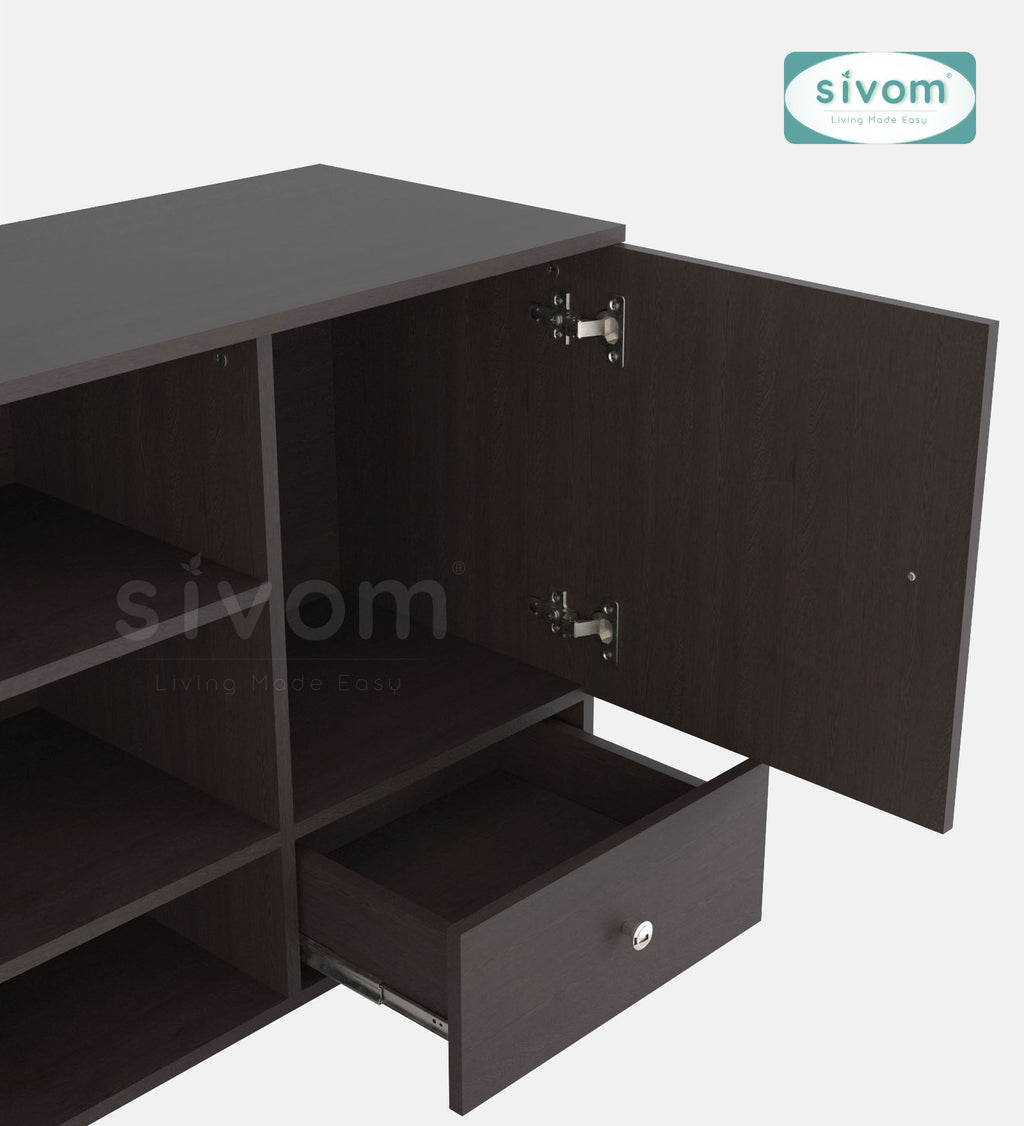 SIVOM Brio Multipurpose TV Unit fits upto 43 inch with Storage Engineered Wood TV Entertainment Unit for Modern Homes | Elegant Design & Premium Finish