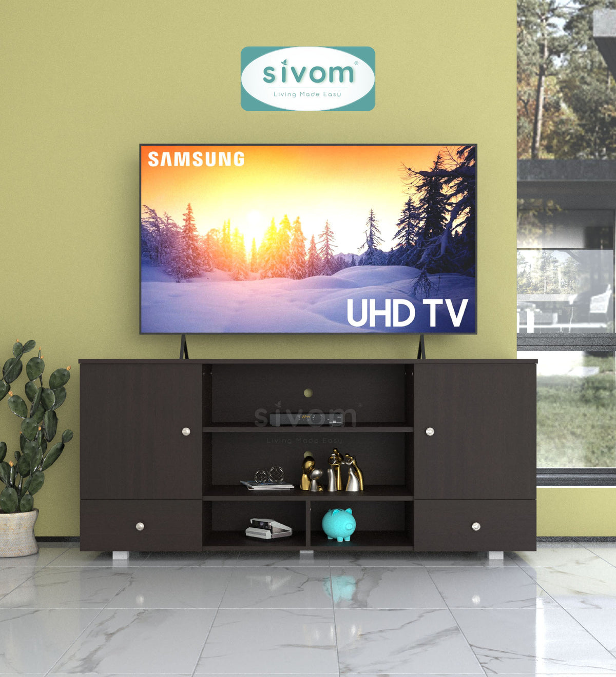 Sivom furniture SIVOM Brio Multipurpose TV Unit fits upto 43 inch with Storage Engineered Wood TV Entertainment Unit for Modern Homes | Elegant Design & Premium Finish