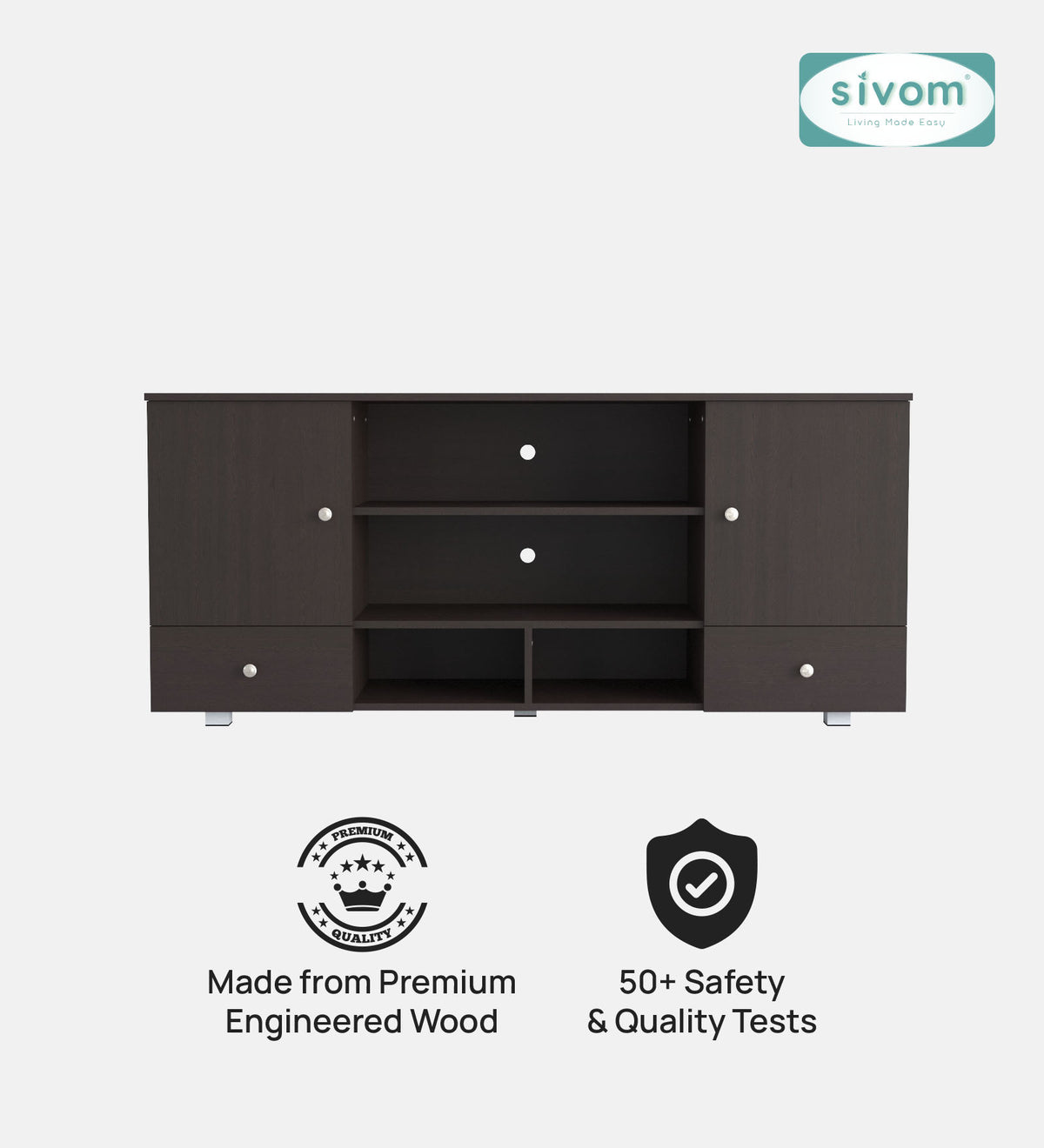 SIVOM Brio Multipurpose TV Unit fits upto 43 inch with Storage Engineered Wood TV Entertainment Unit for Modern Homes | Elegant Design & Premium Finish