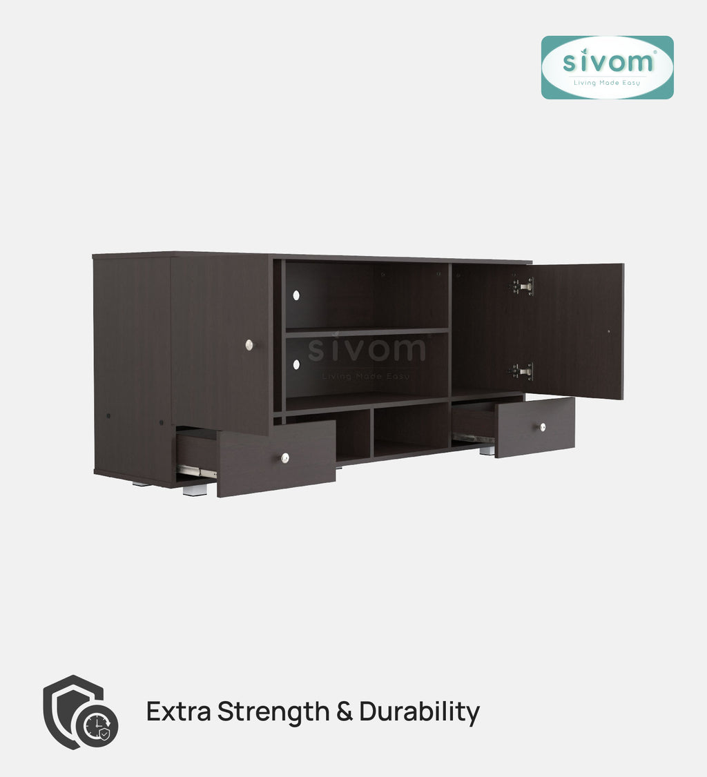 SIVOM Brio Multipurpose TV Unit fits upto 43 inch with Storage Engineered Wood TV Entertainment Unit for Modern Homes | Elegant Design & Premium Finish
