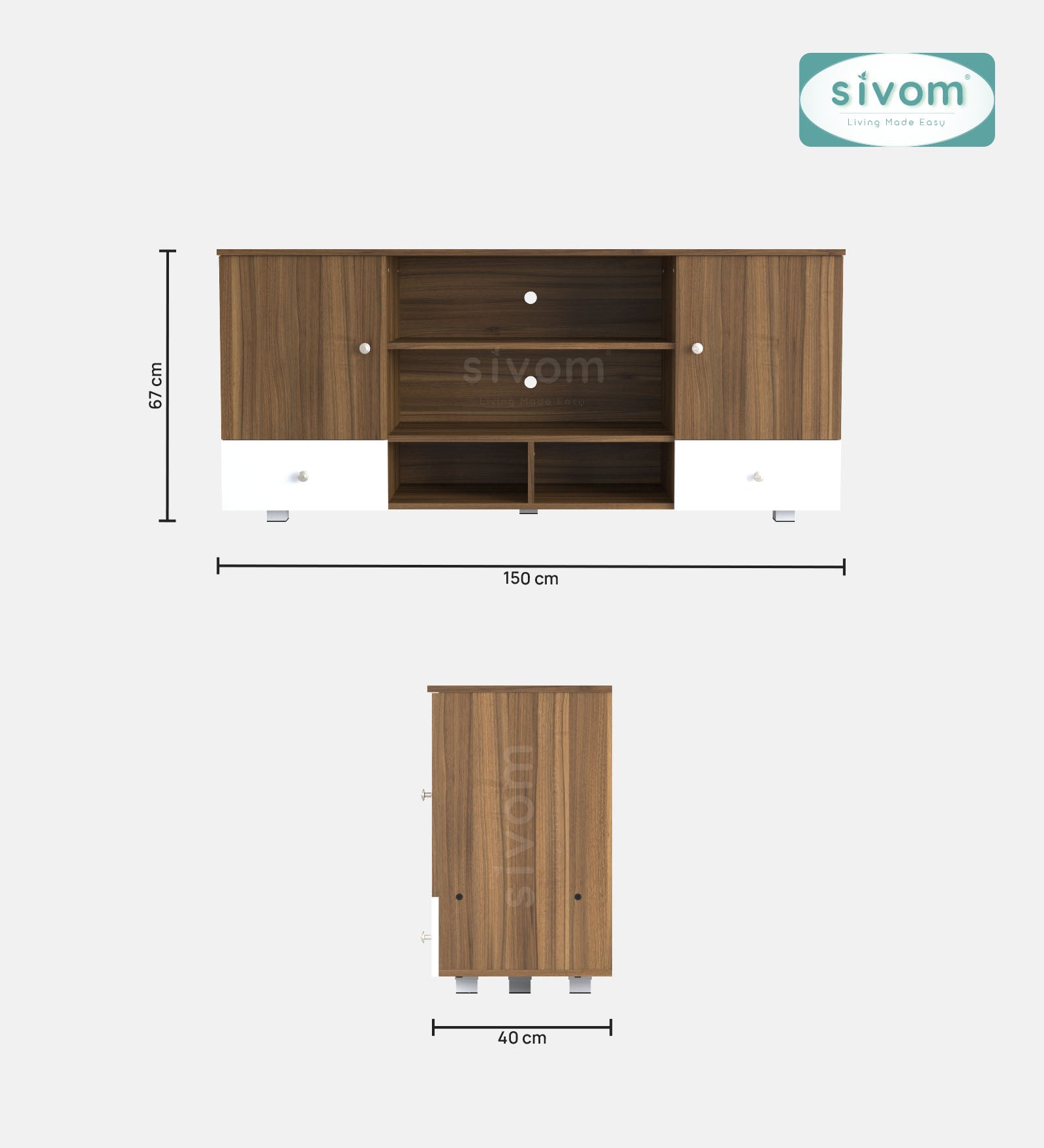 SIVOM Brio Multipurpose TV Unit fits upto 43 inch with Storage Engineered Wood TV Entertainment Unit for Modern Homes | Elegant Design & Premium Finish