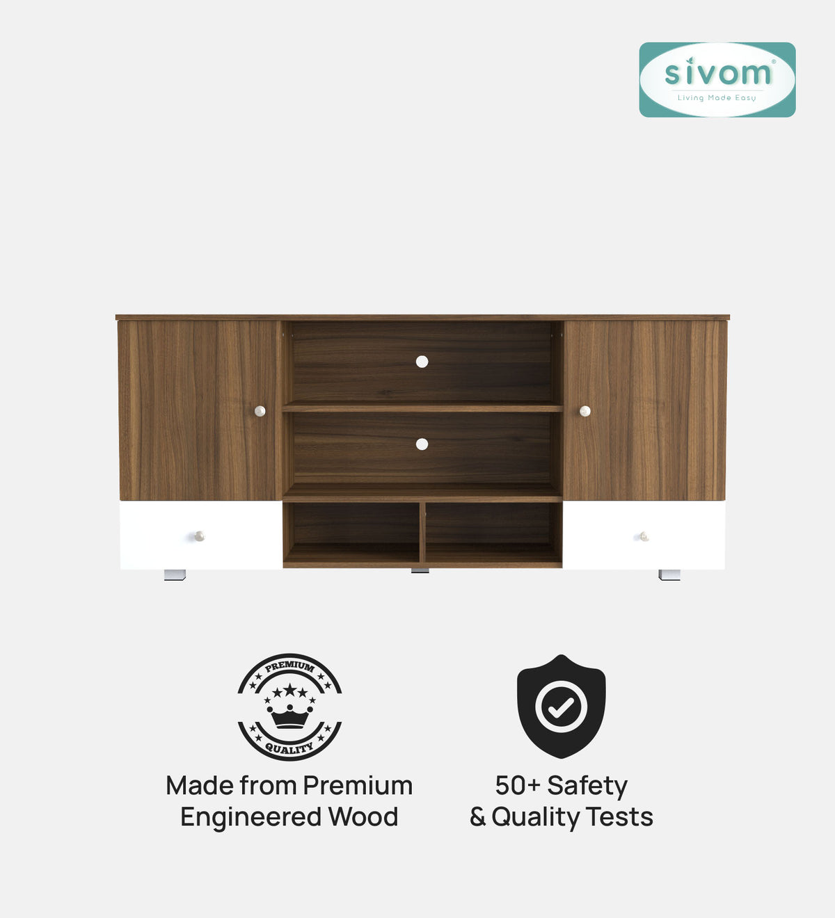 SIVOM Brio Multipurpose TV Unit fits upto 43 inch with Storage Engineered Wood TV Entertainment Unit for Modern Homes | Elegant Design & Premium Finish