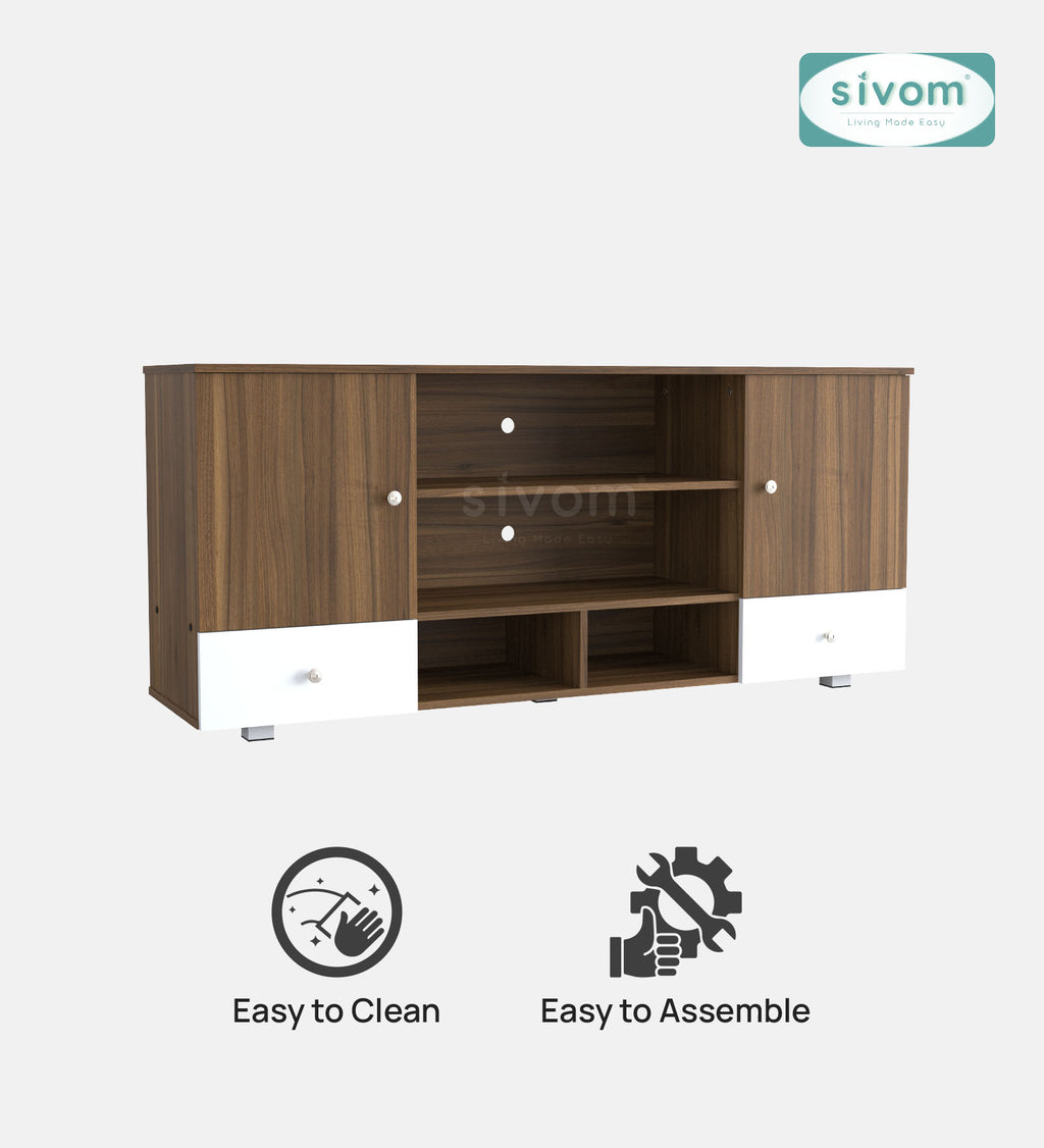 SIVOM Brio Multipurpose TV Unit fits upto 43 inch with Storage Engineered Wood TV Entertainment Unit for Modern Homes | Elegant Design & Premium Finish