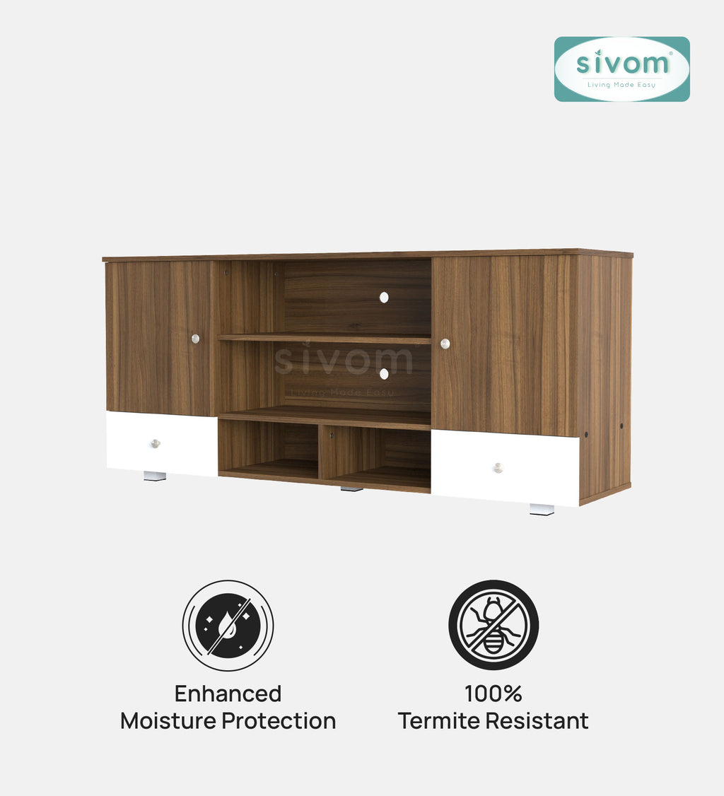 SIVOM Brio Multipurpose TV Unit fits upto 43 inch with Storage Engineered Wood TV Entertainment Unit for Modern Homes | Elegant Design & Premium Finish