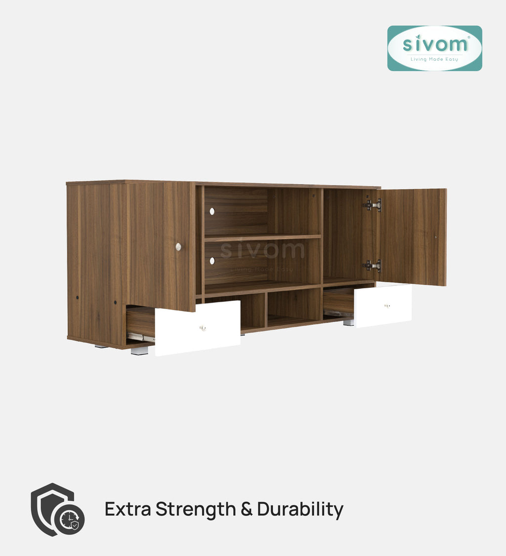SIVOM Brio Multipurpose TV Unit fits upto 43 inch with Storage Engineered Wood TV Entertainment Unit for Modern Homes | Elegant Design & Premium Finish