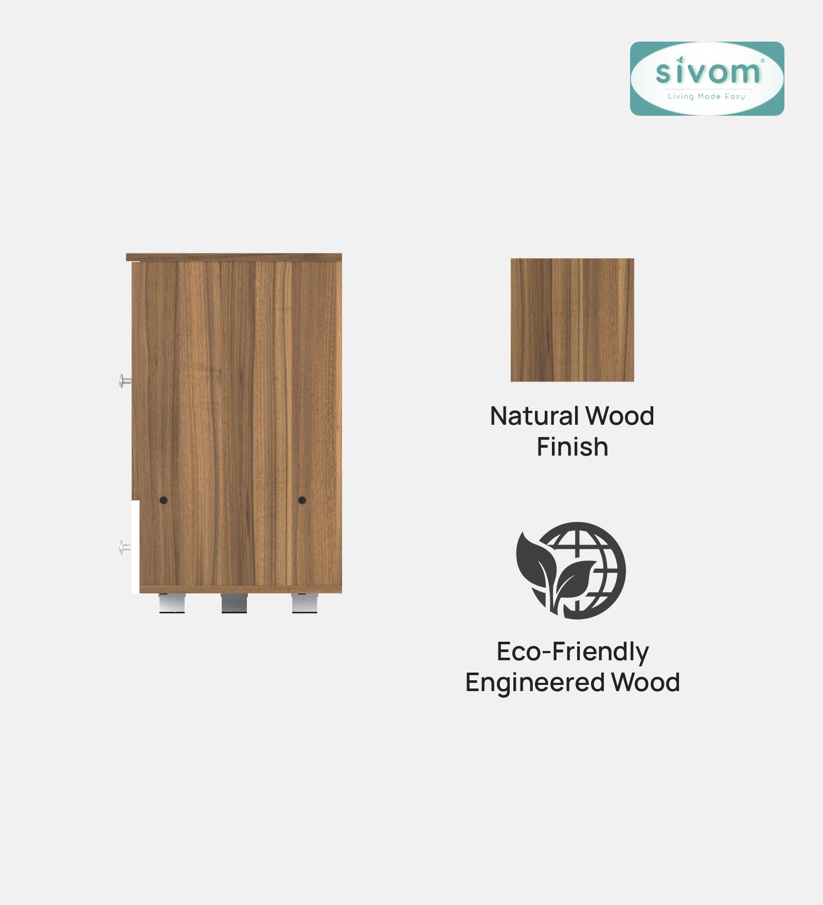 SIVOM Brio Multipurpose TV Unit fits upto 43 inch with Storage Engineered Wood TV Entertainment Unit for Modern Homes | Elegant Design & Premium Finish