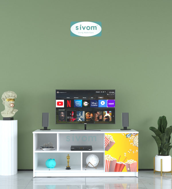 Sivom SIVOM Bristo Digital Printed Multipurpose TV Unit fits upto 55 inch with Storage Engineered Wood TV Entertainment Unit for Modern Homes | Elegant Design & Premium Finish