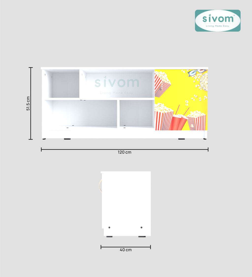Sivom SIVOM Bristo Digital Printed Multipurpose TV Unit fits upto 55 inch with Storage Engineered Wood TV Entertainment Unit for Modern Homes | Elegant Design & Premium Finish