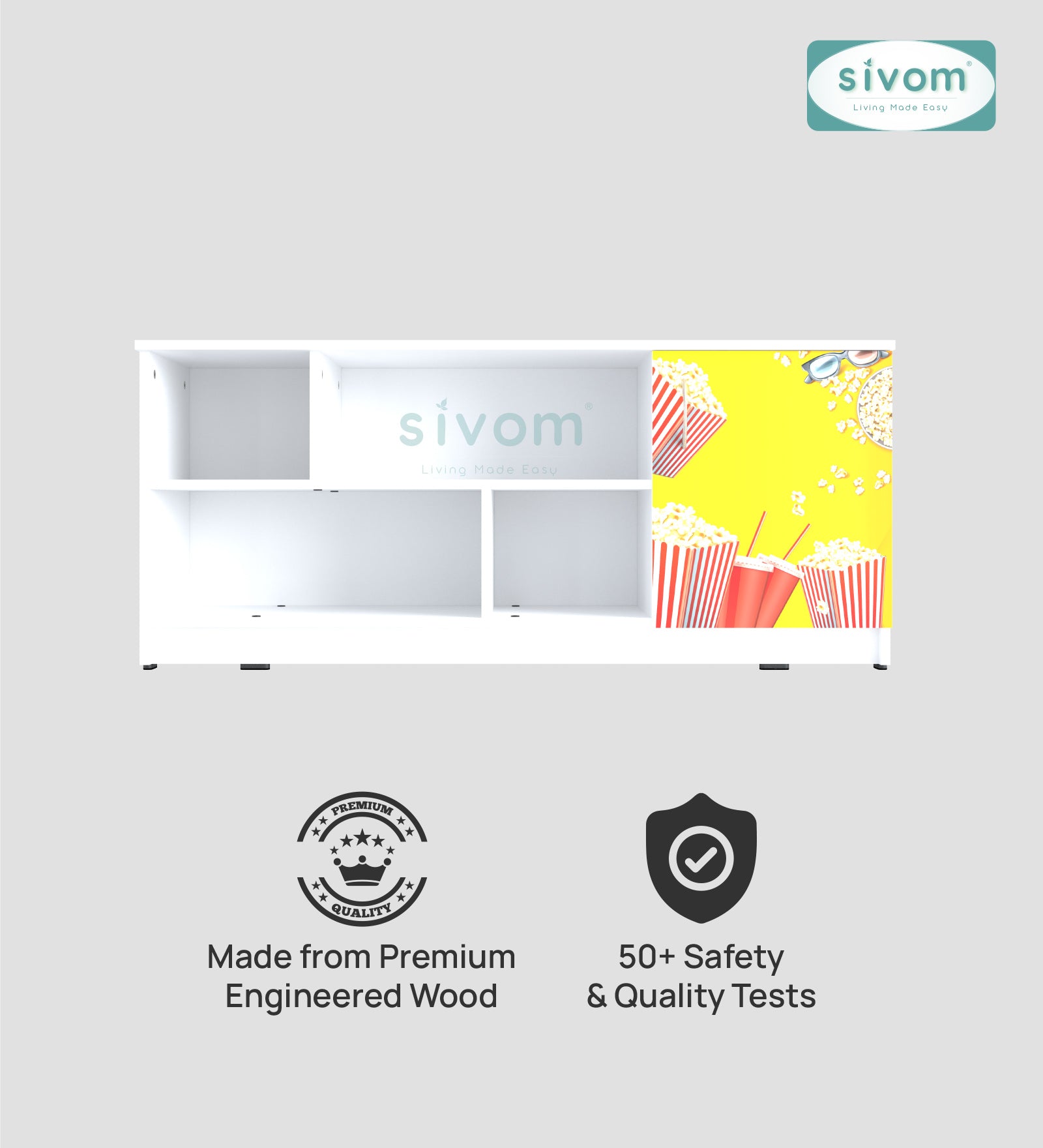 Sivom SIVOM Bristo Digital Printed Multipurpose TV Unit fits upto 55 inch with Storage Engineered Wood TV Entertainment Unit for Modern Homes | Elegant Design & Premium Finish