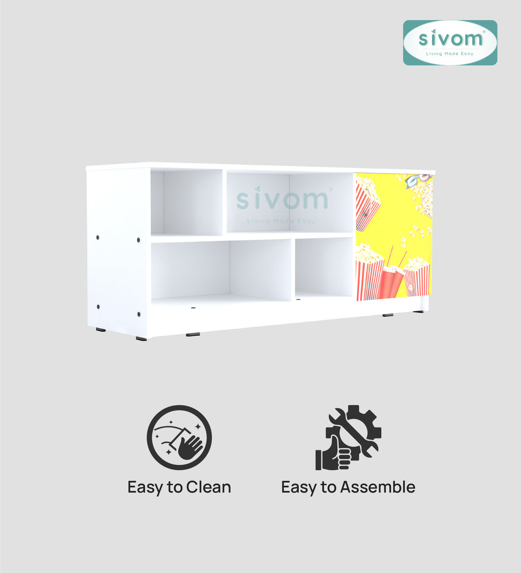 Sivom SIVOM Bristo Digital Printed Multipurpose TV Unit fits upto 55 inch with Storage Engineered Wood TV Entertainment Unit for Modern Homes | Elegant Design & Premium Finish