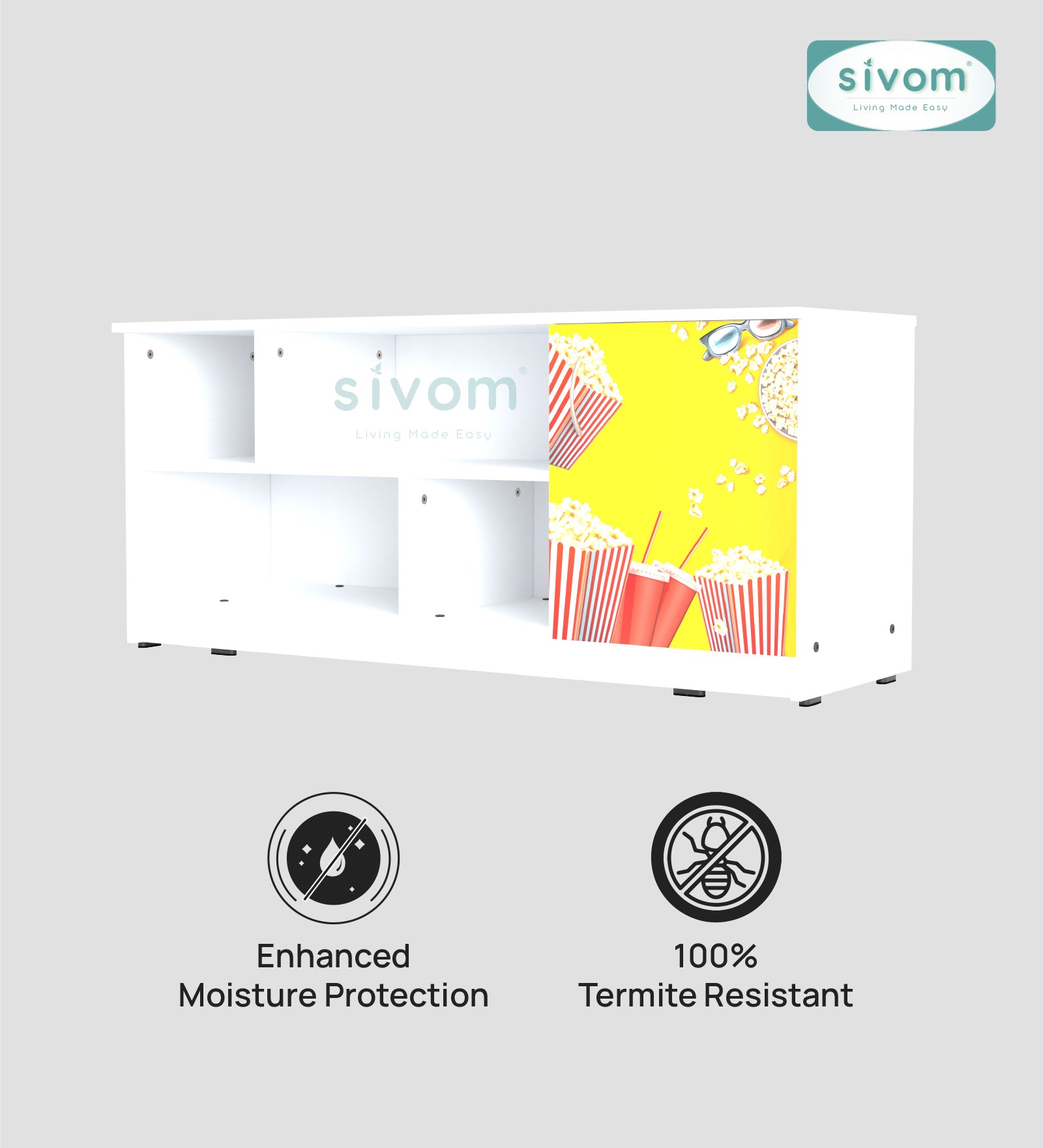 Sivom SIVOM Bristo Digital Printed Multipurpose TV Unit fits upto 55 inch with Storage Engineered Wood TV Entertainment Unit for Modern Homes | Elegant Design & Premium Finish
