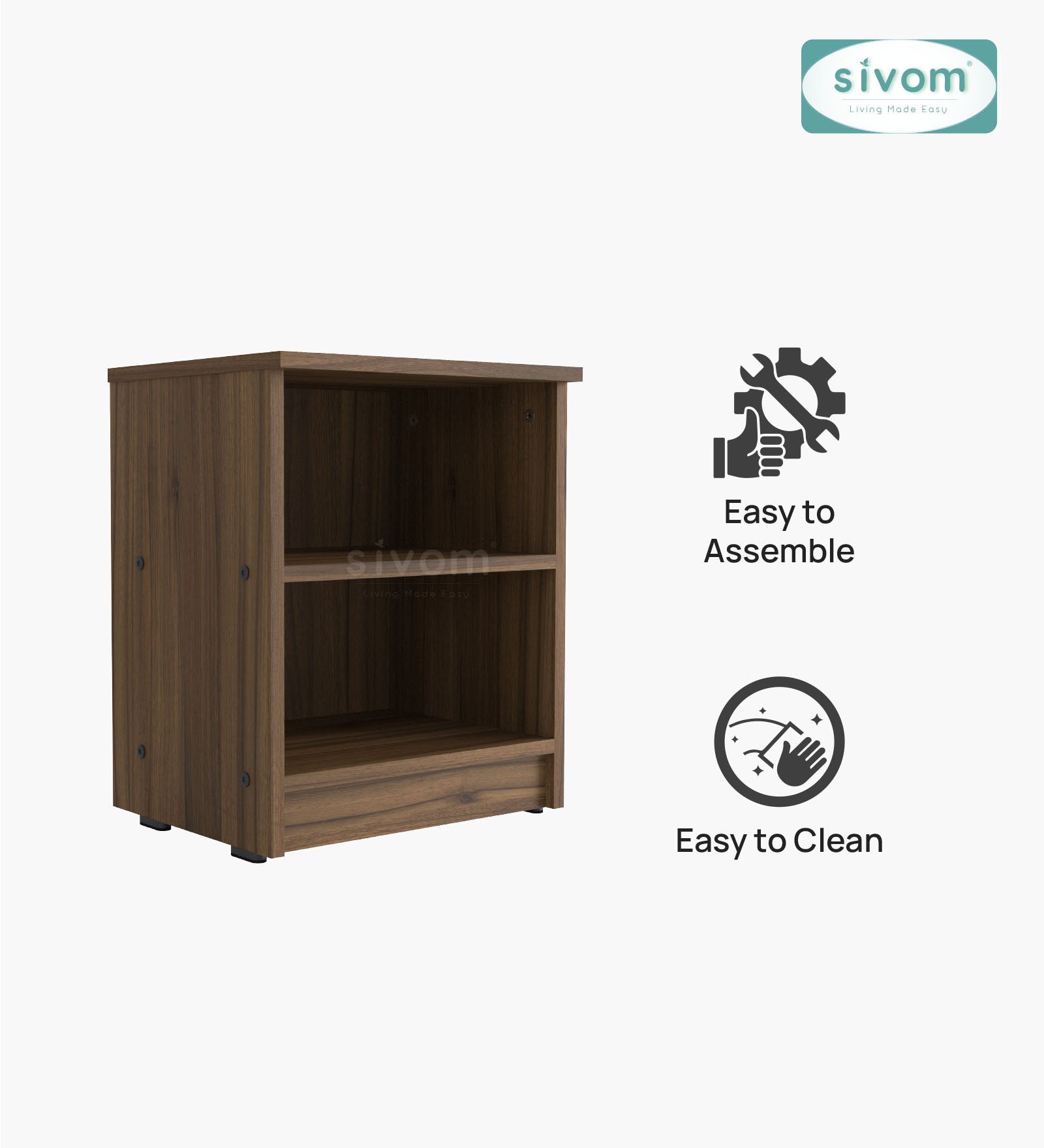 Sivom SIVOM Britto Multipurpose Side Table Engineered Wood Bedside Table for Modern Homes | Elegant Design & Premium Finish