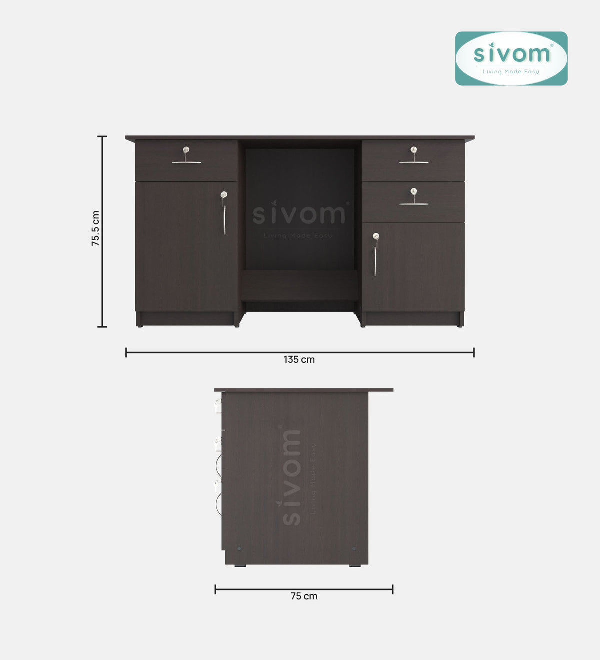 SIVOM Brook Engineered Wood Executive Desk | Elegant Design & Premium Finish