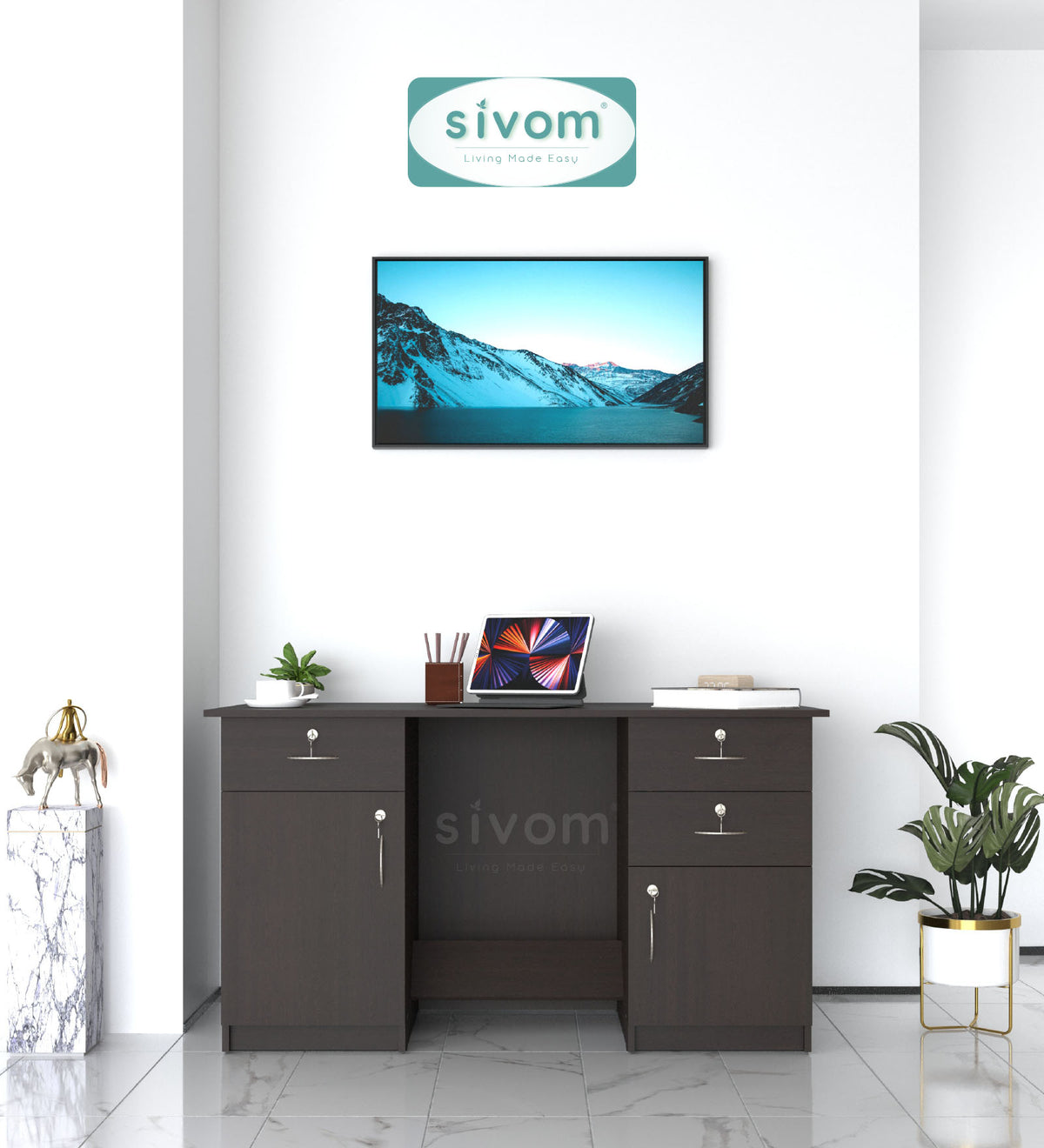 SIVOM Brook Engineered Wood Executive Desk | Elegant Design & Premium Finish