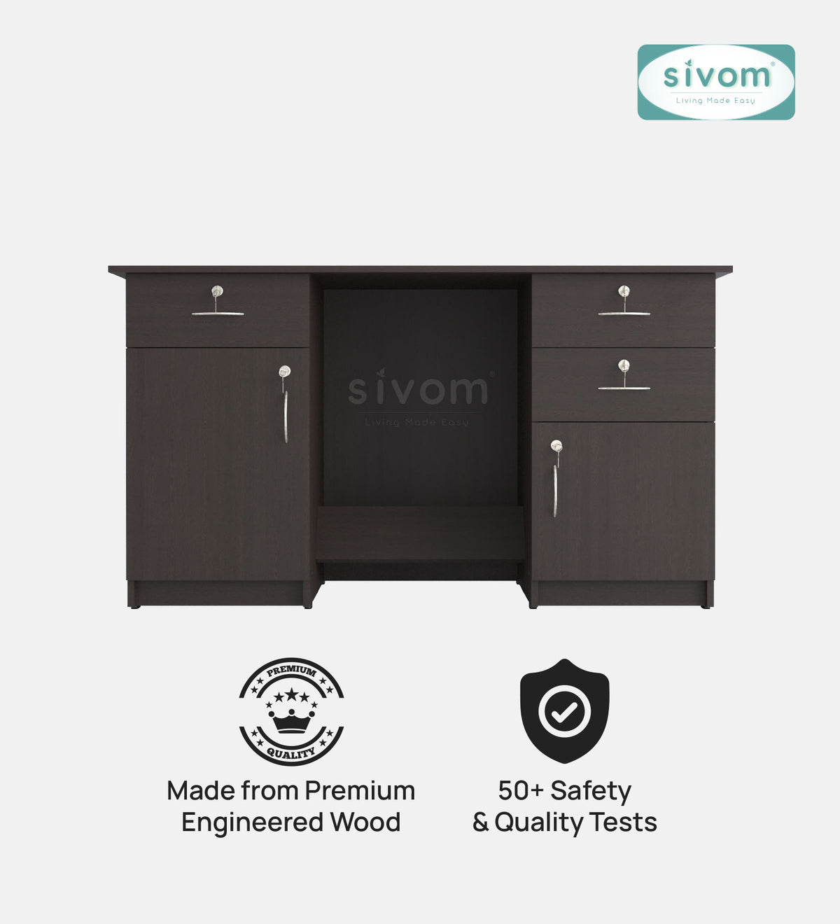 SIVOM Brook Engineered Wood Executive Desk | Elegant Design & Premium Finish