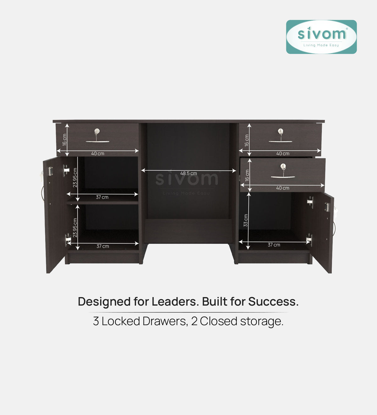 SIVOM Brook Engineered Wood Executive Desk | Elegant Design & Premium Finish