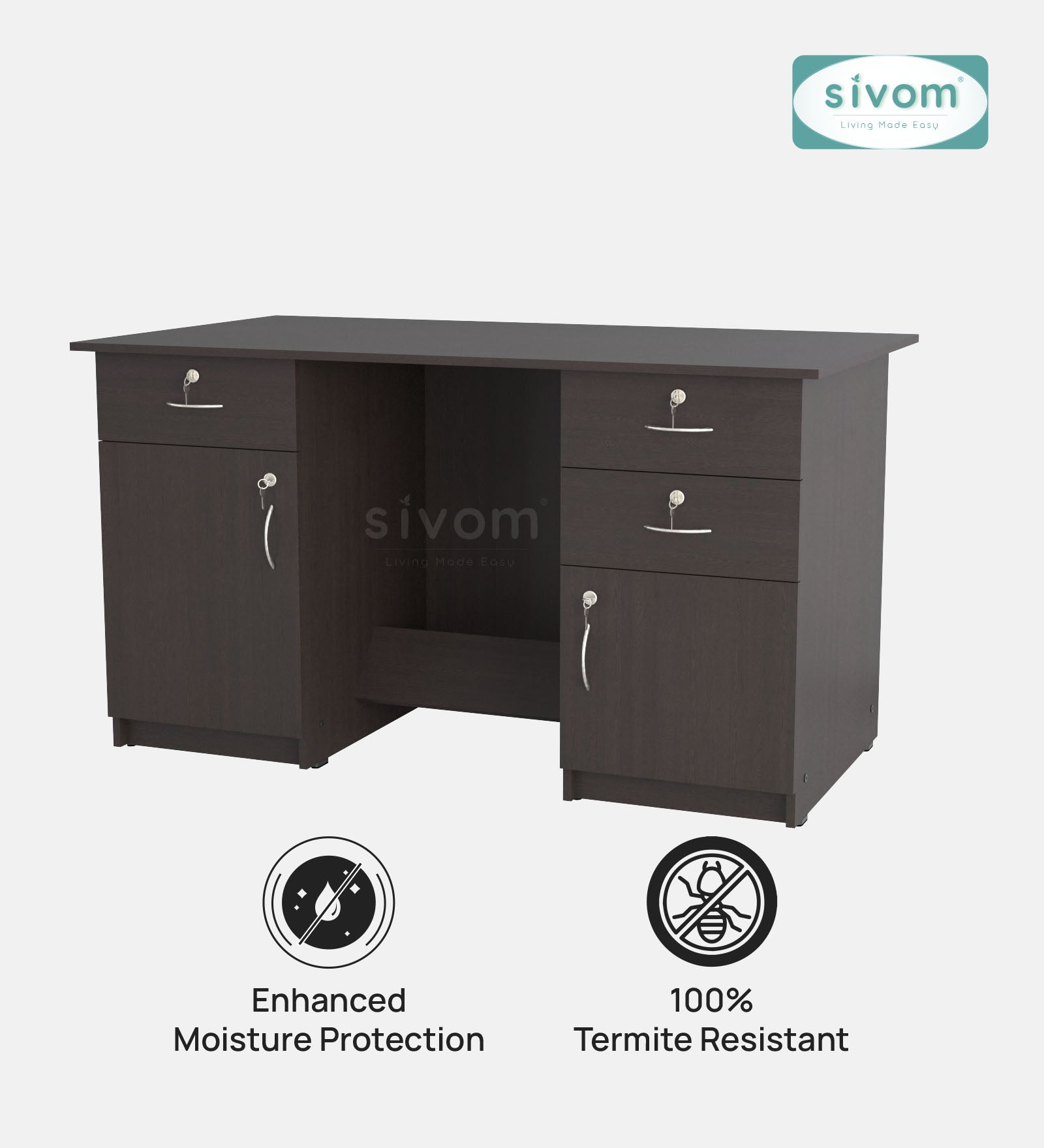 SIVOM Brook Engineered Wood Executive Desk | Elegant Design & Premium Finish