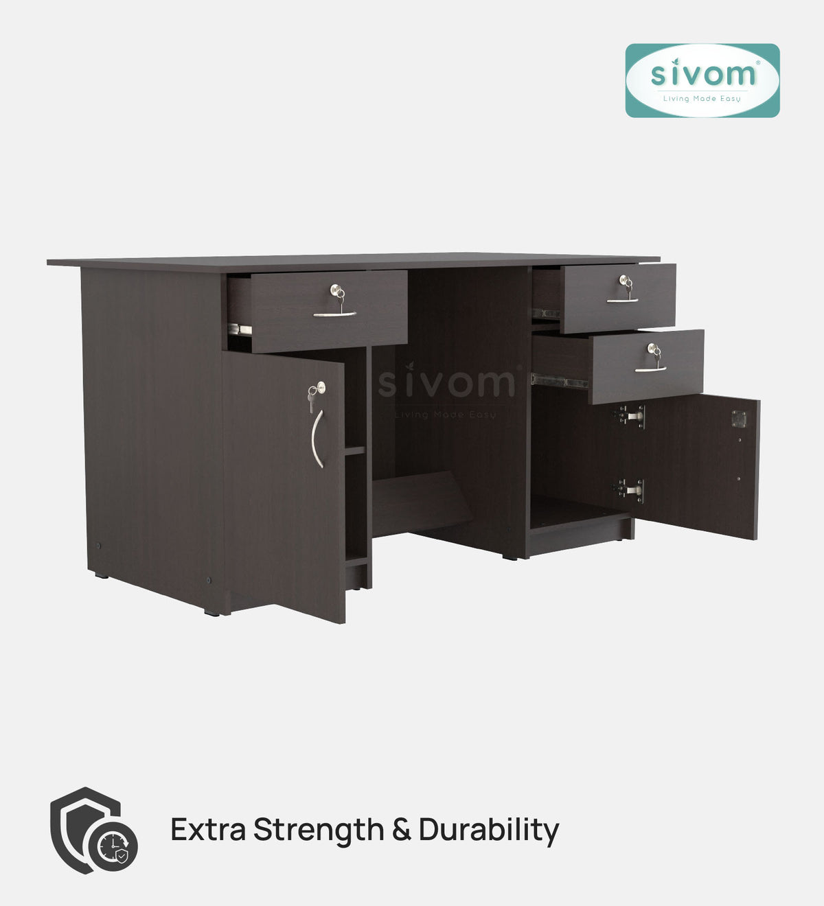 SIVOM Brook Engineered Wood Executive Desk | Elegant Design & Premium Finish