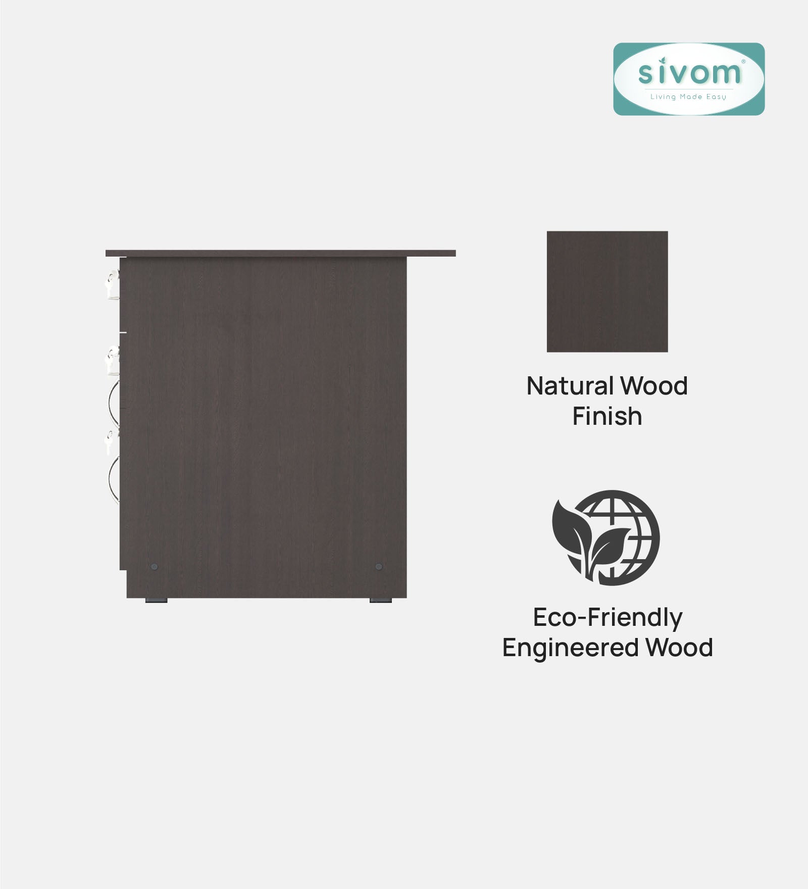 SIVOM Brook Engineered Wood Executive Desk | Elegant Design & Premium Finish