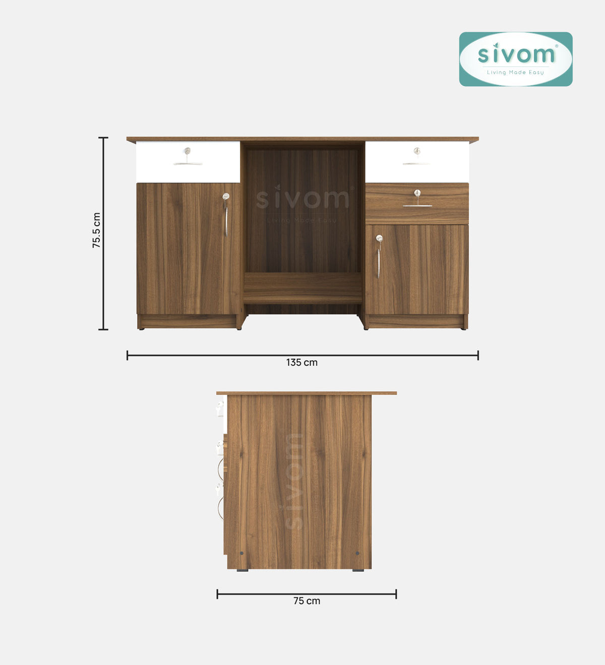SIVOM Brook Engineered Wood Executive Desk | Elegant Design & Premium Finish