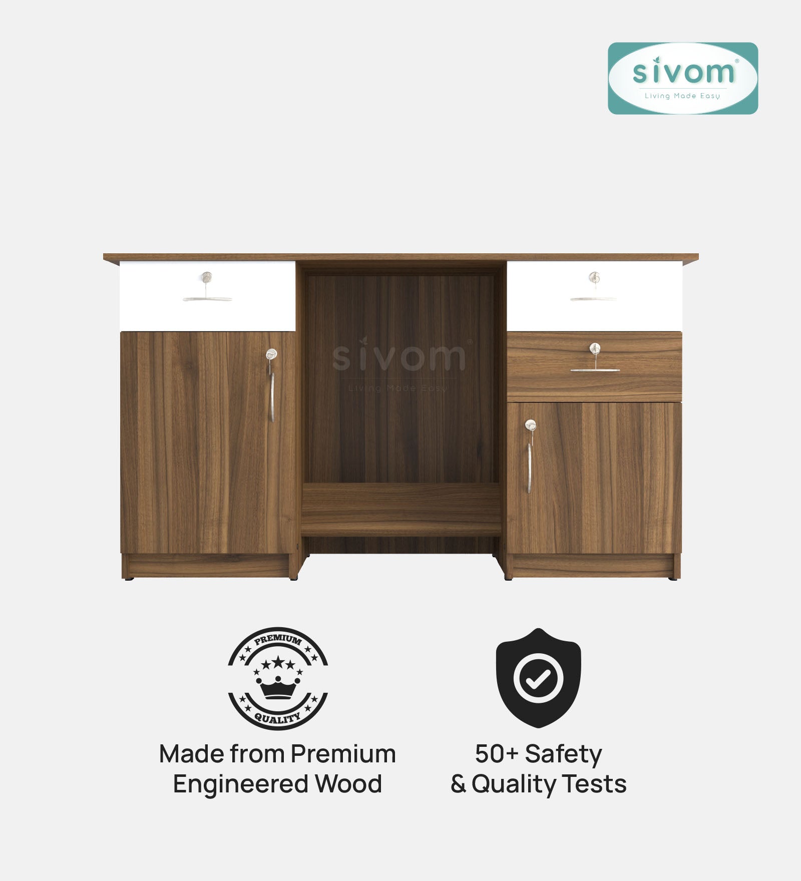SIVOM Brook Engineered Wood Executive Desk | Elegant Design & Premium Finish