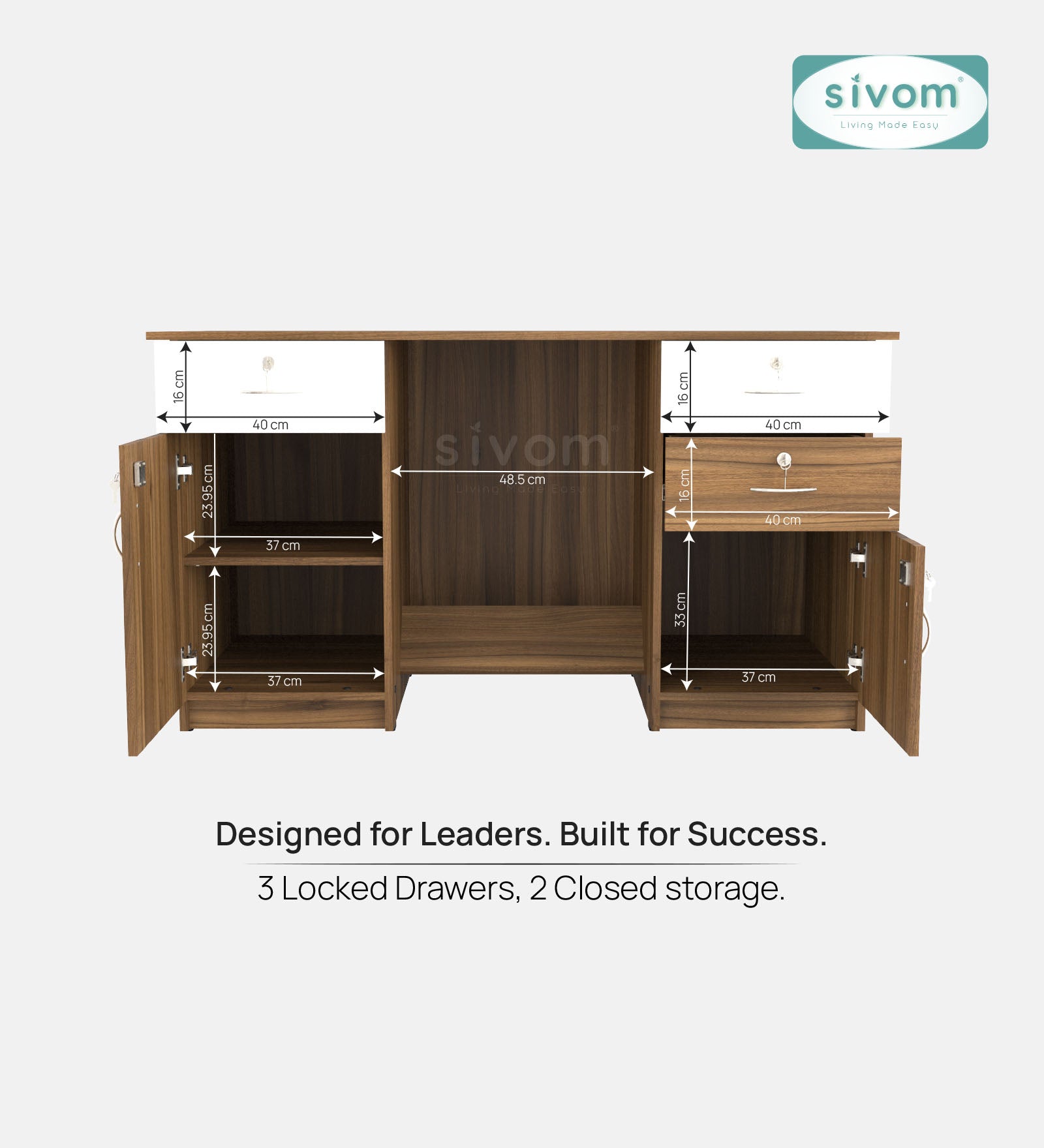 SIVOM Brook Engineered Wood Executive Desk | Elegant Design & Premium Finish