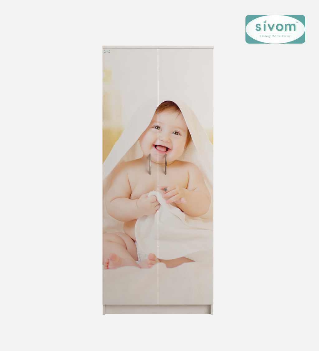 Sivom SIVOM Bubbly Digital Printed Multipurpose 2 Door Wardrobe / Spacious Shelves with Hanging Rail Engineered Wood 2 Door Wardrobe for Modern Homes | Elegant Design & Premium Finish