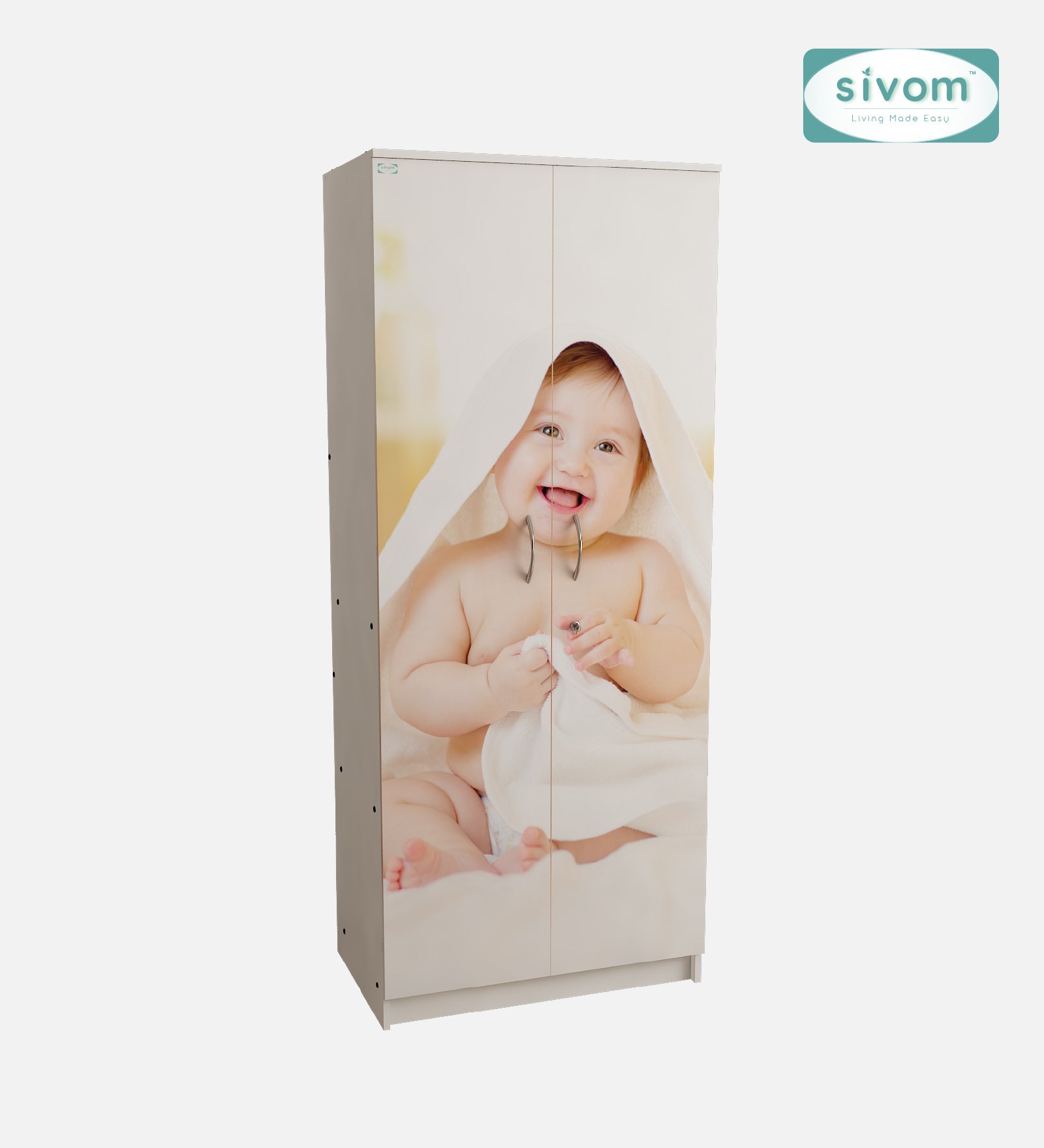 Sivom SIVOM Bubbly Digital Printed Multipurpose 2 Door Wardrobe / Spacious Shelves with Hanging Rail Engineered Wood 2 Door Wardrobe for Modern Homes | Elegant Design & Premium Finish