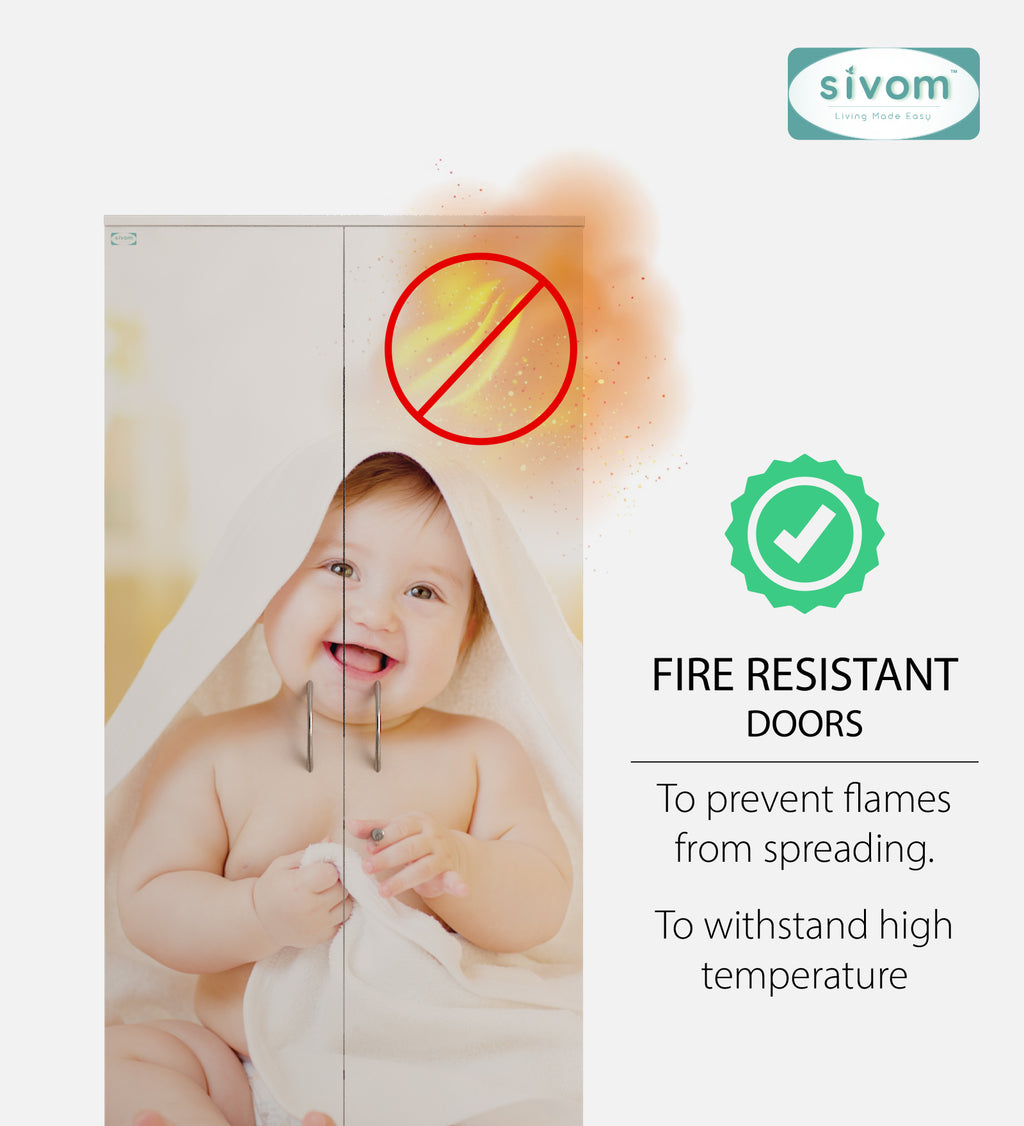 Sivom SIVOM Bubbly Digital Printed Multipurpose 2 Door Wardrobe / Spacious Shelves with Hanging Rail Engineered Wood 2 Door Wardrobe for Modern Homes | Elegant Design & Premium Finish