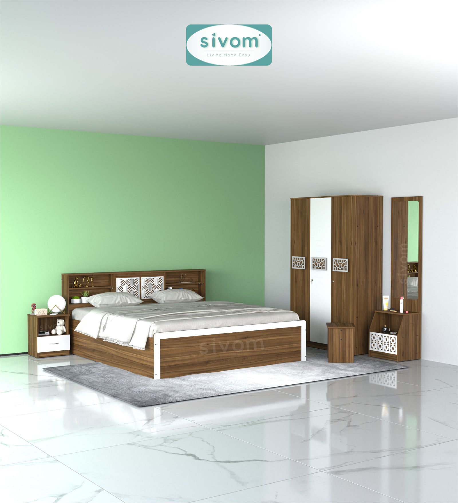Sivom furniture Bucky King Bedroom Combo