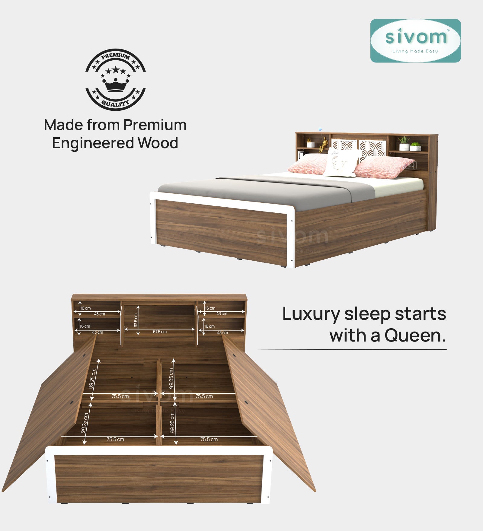 Sivom furniture Bucky Queen Bedroom Combo