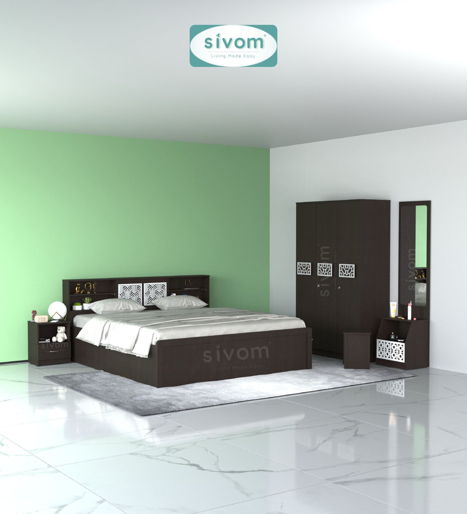 Sivom furniture Bucky King Bedroom Combo