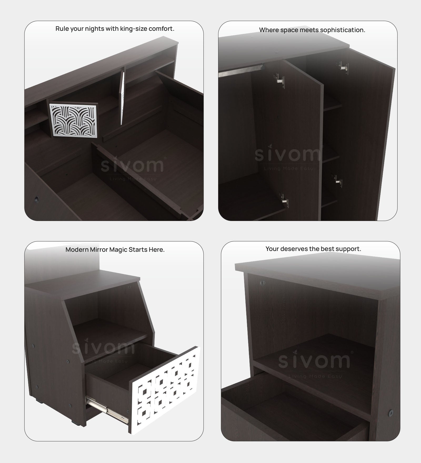 Sivom furniture Bucky King Bedroom Combo