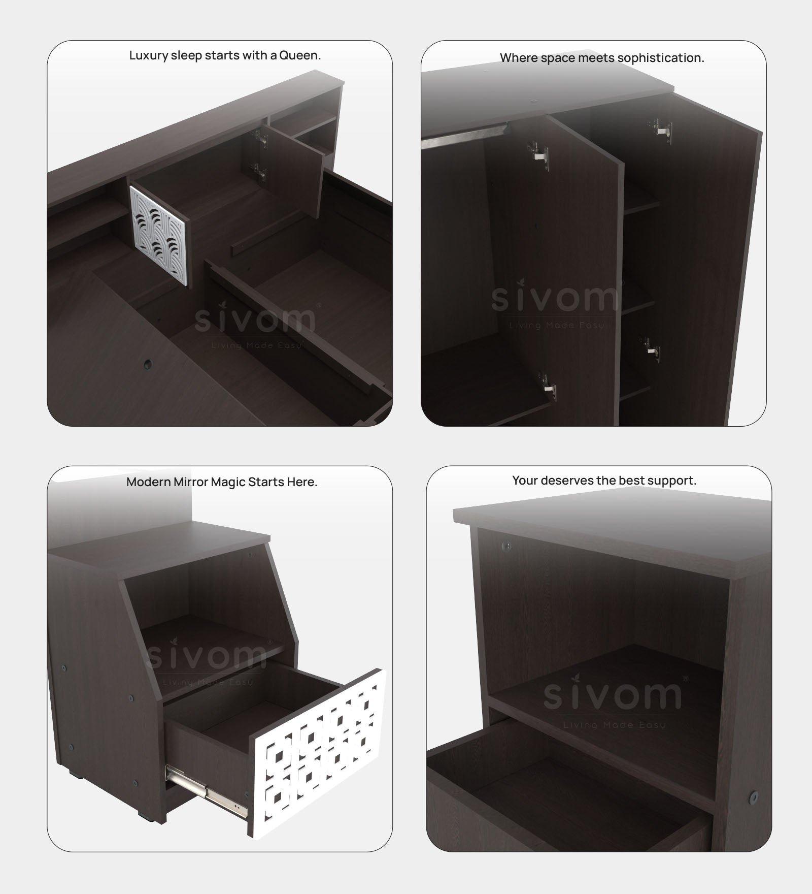 Sivom furniture Bucky Queen Bedroom Combo